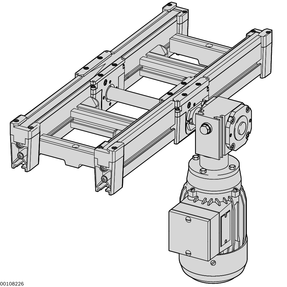 Ready for operation conveyor section with own drive. Motor mounting right (MA = R), left (MA = L), with track width b = 160 mm also central (MA = M), Section loads up to 30 kg in accumulation operation, Conveyor medium: Toothed belt with mesh top, suitabl / Material Number:3842999900