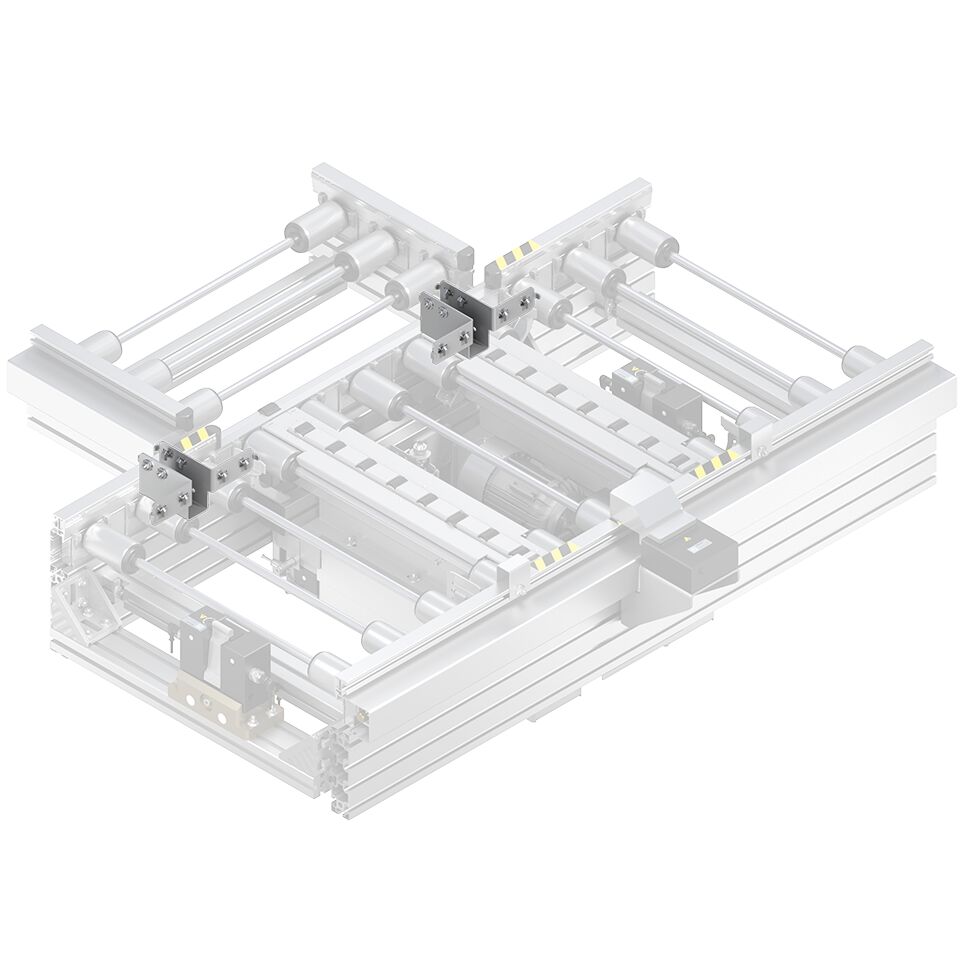 For connecting the transverse section, independent of the drive side of the main section. If a circuit only consists of lift transverse units, the transverse sections are connected directly to the longitudinal section, Support brackets made from galvanize / Material Number:3842549782