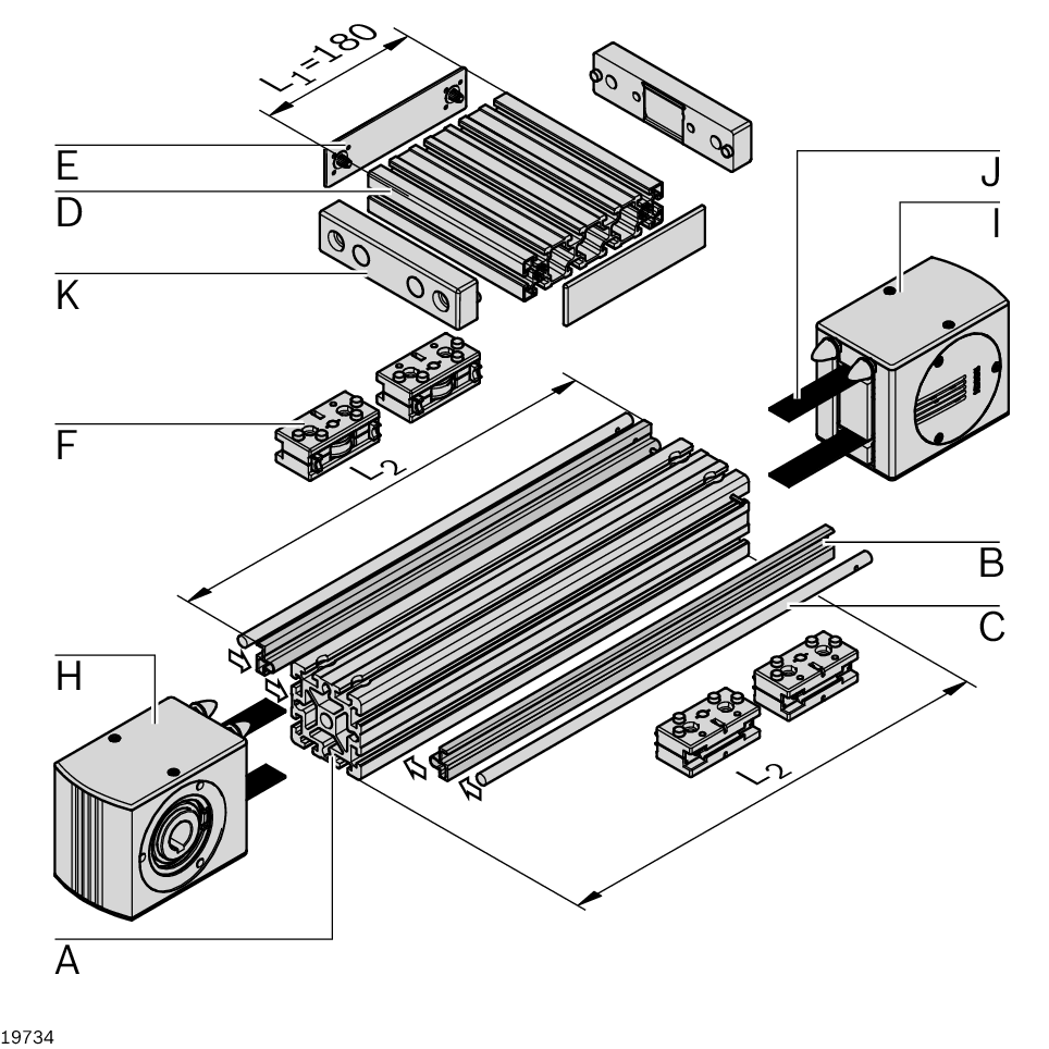 Profile finishing: LF blind hole drilling for longitudinal end connector, Drive head for transferring drive torque to a toothed belt, For direct mounting of a motor or (in conjunction with a center shaft) for mounting a hollow shaft gear or a coupling, Mo / Material Number:3842526863