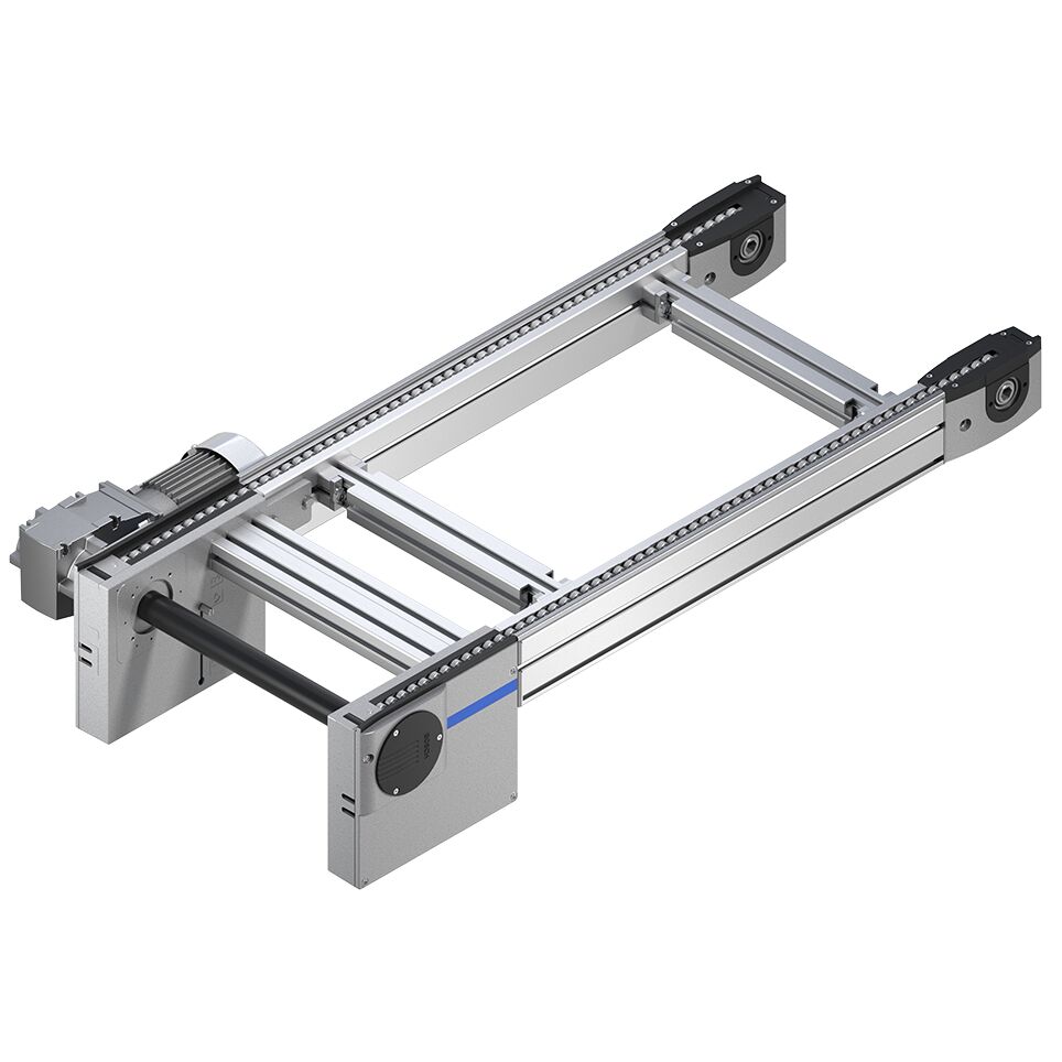Special models on request, Motor mounting right, left or central, Motor connection: optionally with cable/plug or terminal box motor connection, Sturdy design for especially heavy-duty systems, Reversible operation possible for l ≤ 2000 mm and accumulatio / Material Number:3842998492