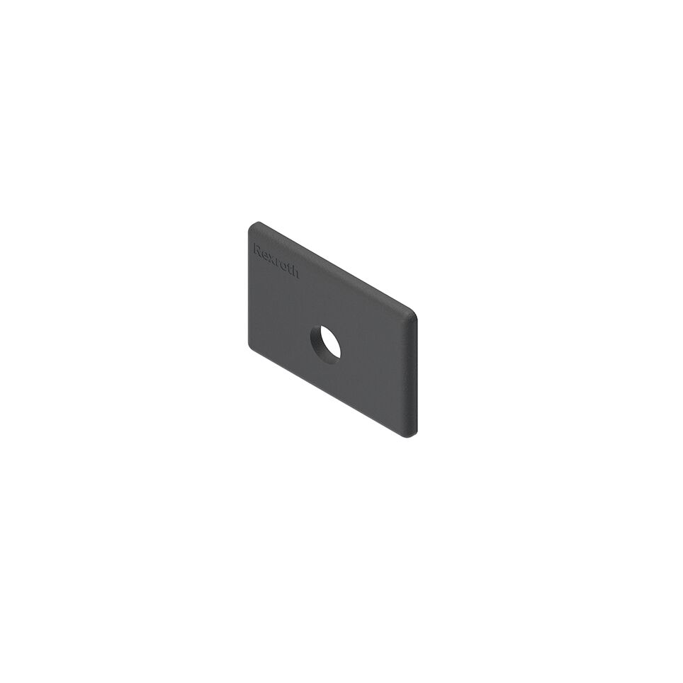 Cover cap to prevent injuries at open profile ends, Attractive design, Cover cap with hole for use with leveling feet and rollers / Material Number:3842531220