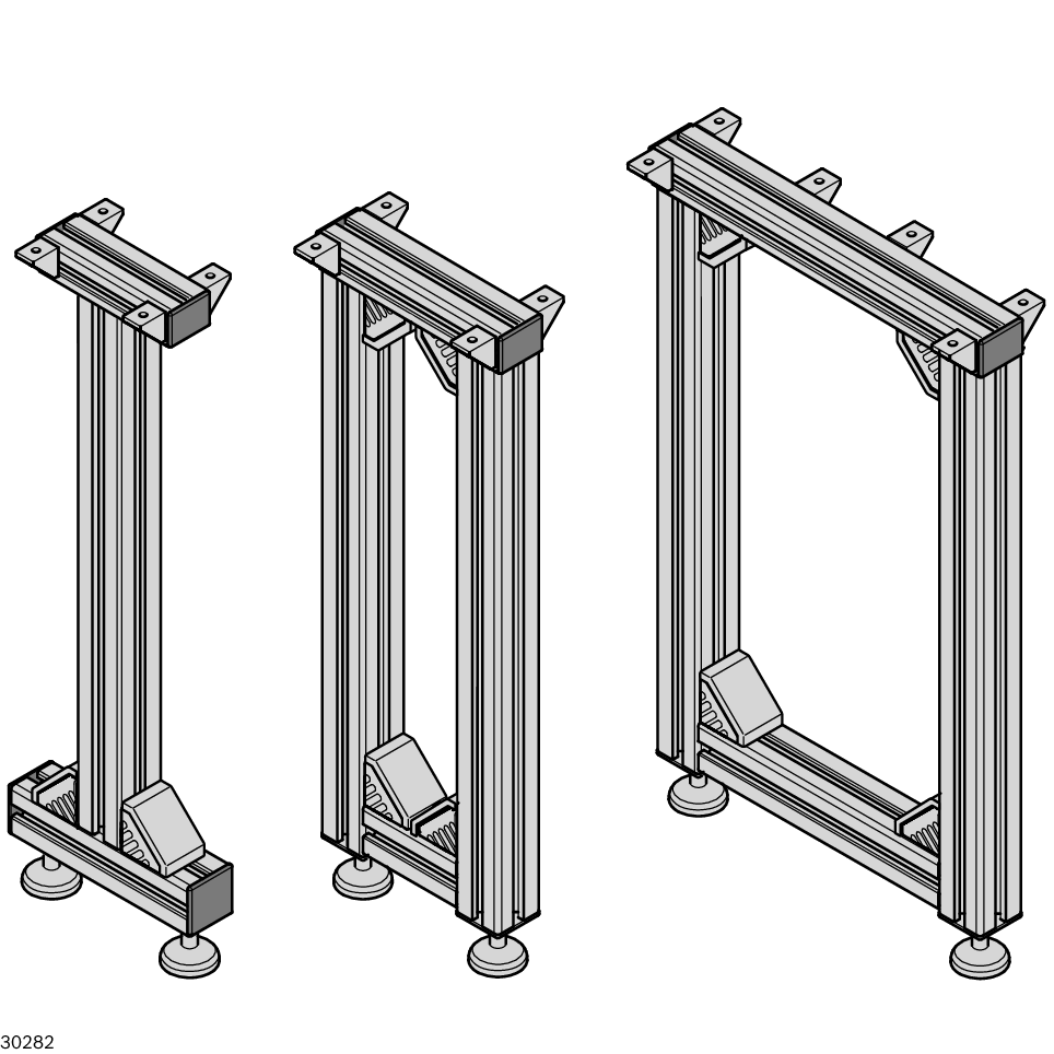 Extruded aluminum profile, Height-adjustable bases, Suitable for conveyor sections and belt sections / Material Number:3842996336
