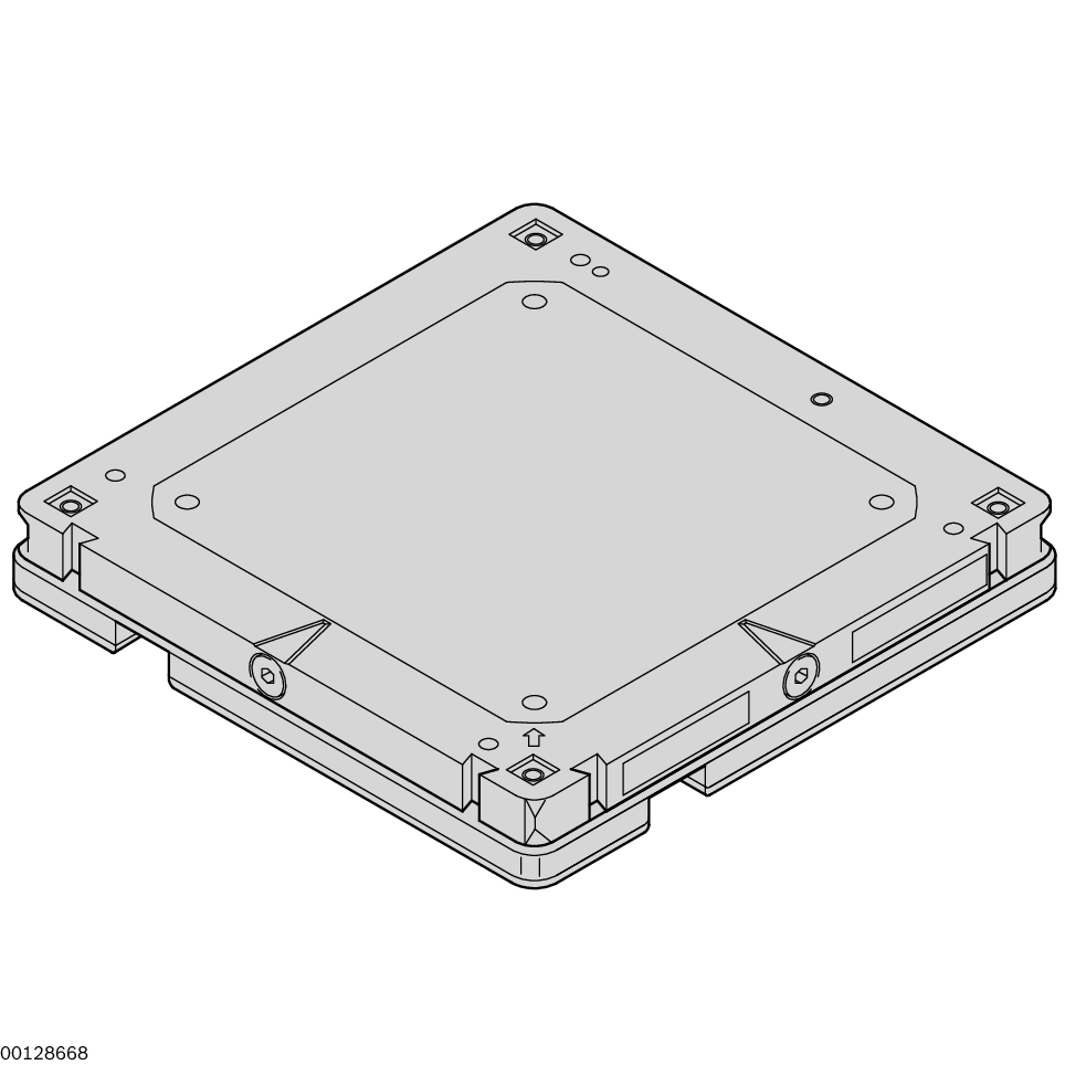 Replaceable outer soles, 3 standard sizes, Mounting and installation options for mobile data tags of the identification systems ID 15, ID 40 and ID 200, Frame made from polyamide, carrying plate made from steel, Double-sided prism slot for positioning in  / Material Number:3842526850