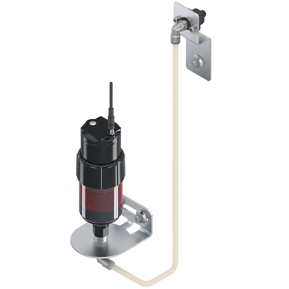 Lubrication unit can be mounted on standard TS 2plus conveyor unit, <b>Notice:</b> 2 lubrication units are required for each section routing (1x left, 1x right) / Material Number:3842562441