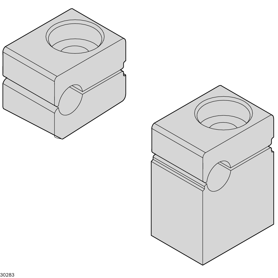 Setup from the half shells and in two versions possible, Half shells: Polyamide; black / Material Number:3842553244