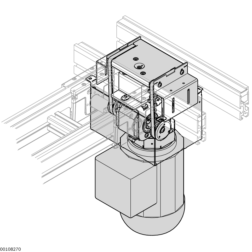 Conveyor medium: Toothed belt with mesh top, suitable for use in an EPA, Motor connection optionally with cable/plug (AT = S) or terminal box (AT = K), Special models on request, Conveyor medium: Toothed belt, Lift cylinder – D = 25 mm, Total stroke: 13 m / Material Number:3842998010