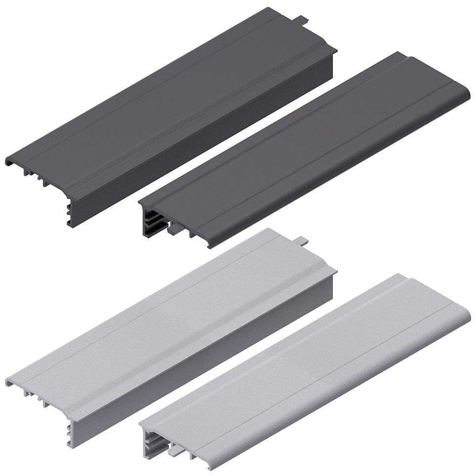 Socket covers can be extended with the cover rails, Closes the opening gap of installed socket strips in cable guide profiles, For socket strips with 263 mm or 404 mm length (with extension), Compatible with socket strips from the MPS range (see the Manua / Material Number:3842558513