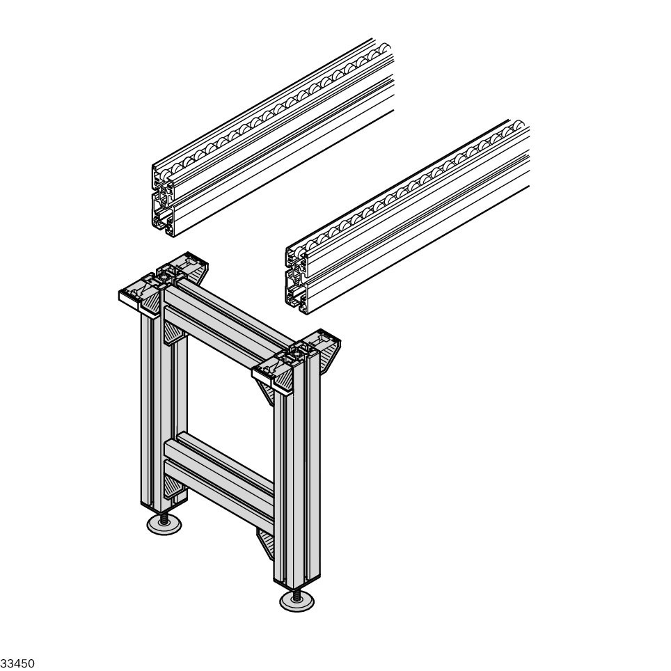 Extruded aluminum profile, Height-adjustable bases, Suitable for belt section BS 4 / Material Number:3842999816