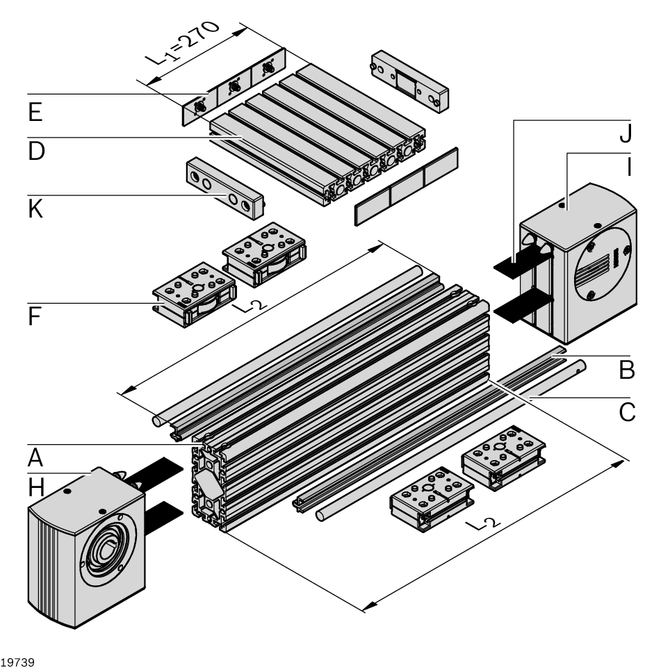 Profile finishing: LF blind hole drilling for longitudinal end connector, Return head for tensioning the toothed belt and changing its direction, Mounted directly on profile by using longitudinal end connector (connector included in scope of delivery) / Material Number:3842526869