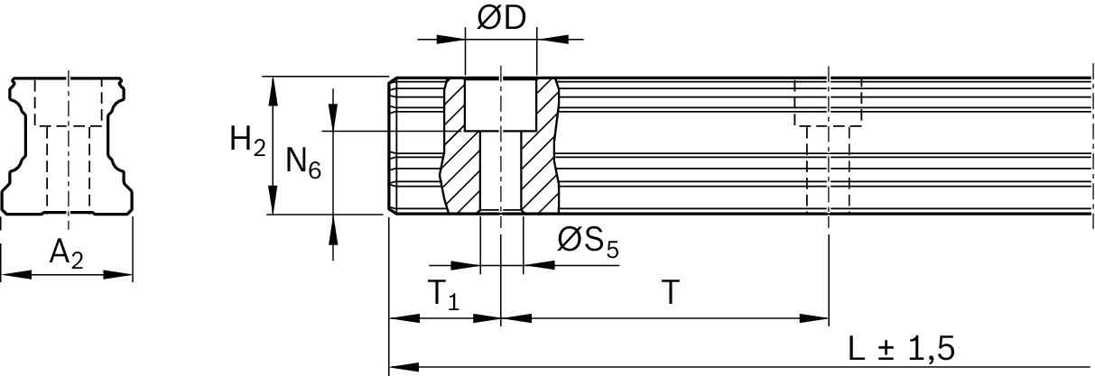 BALL GUIDE RAIL CARBON STEEL | R160570431 | Bosch Rexroth