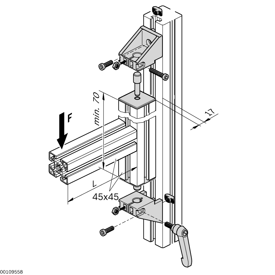 Version <i>designLINE </i>with special silver paint (RAL 9006) for an especially high-quality design, Bearing pedestal for heavy constructions which are to be able to swiveled / Material Number:3842547868