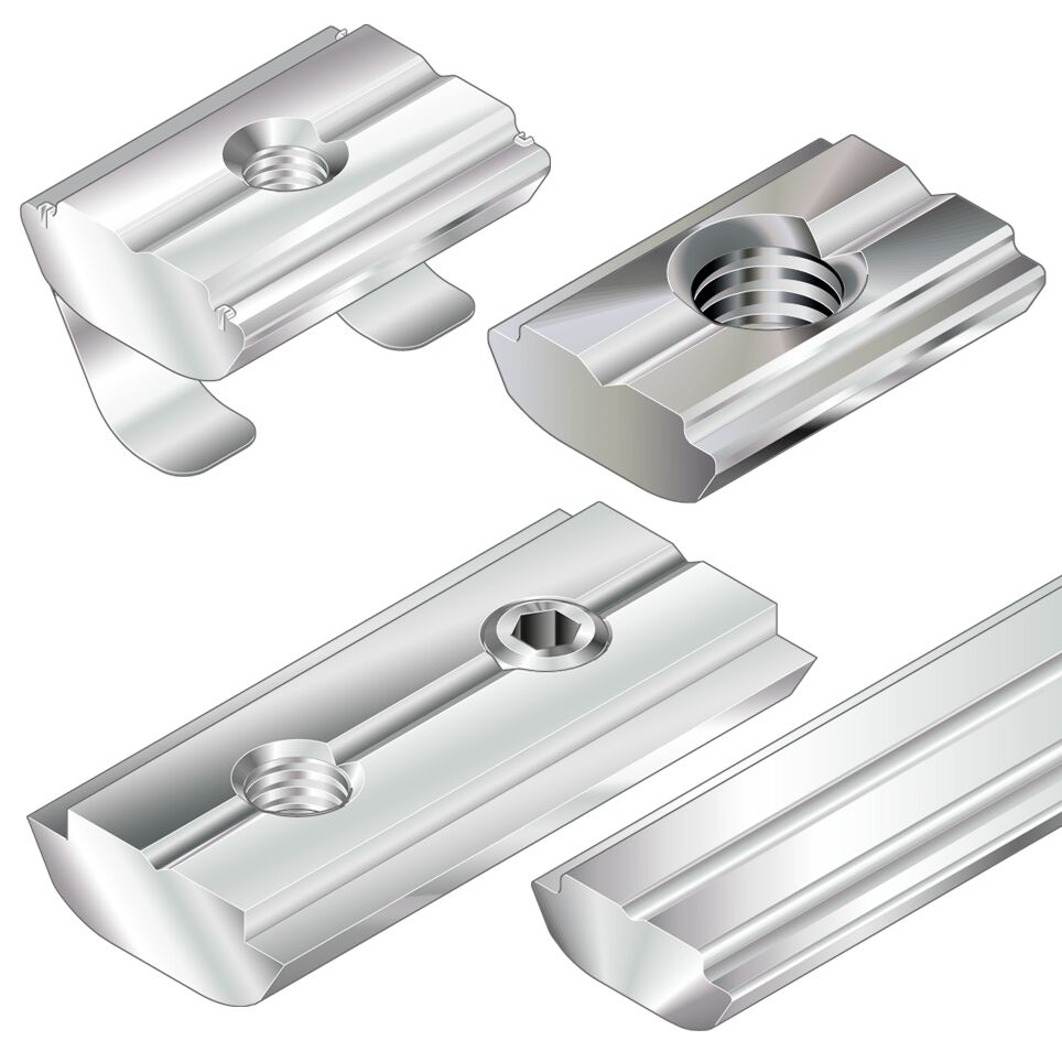 Swivel-in sliding block profile for self-assembly of individual fastening elements, Profile finishing: not required, Can be inserted directly at the assembly point for easy assembly / Material Number:3842529324