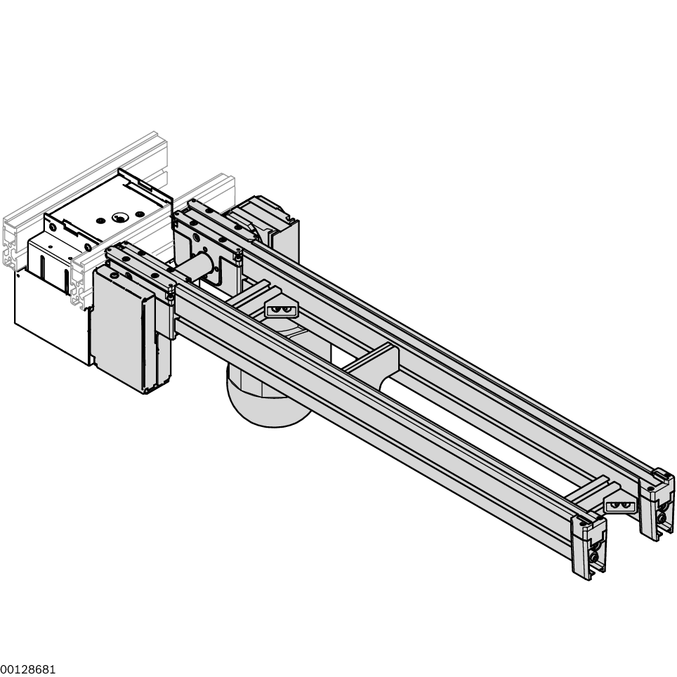 Conveyor medium: Toothed belt with mesh top, suitable for use in an EPA, Motor connection optionally with cable/plug (AT = S) or terminal box (AT = K), Special models on request, Section load up to 30 kg, Lift cylinder – D = 25 mm, Total stroke: 13 mm, Pn / Material Number:3842998014