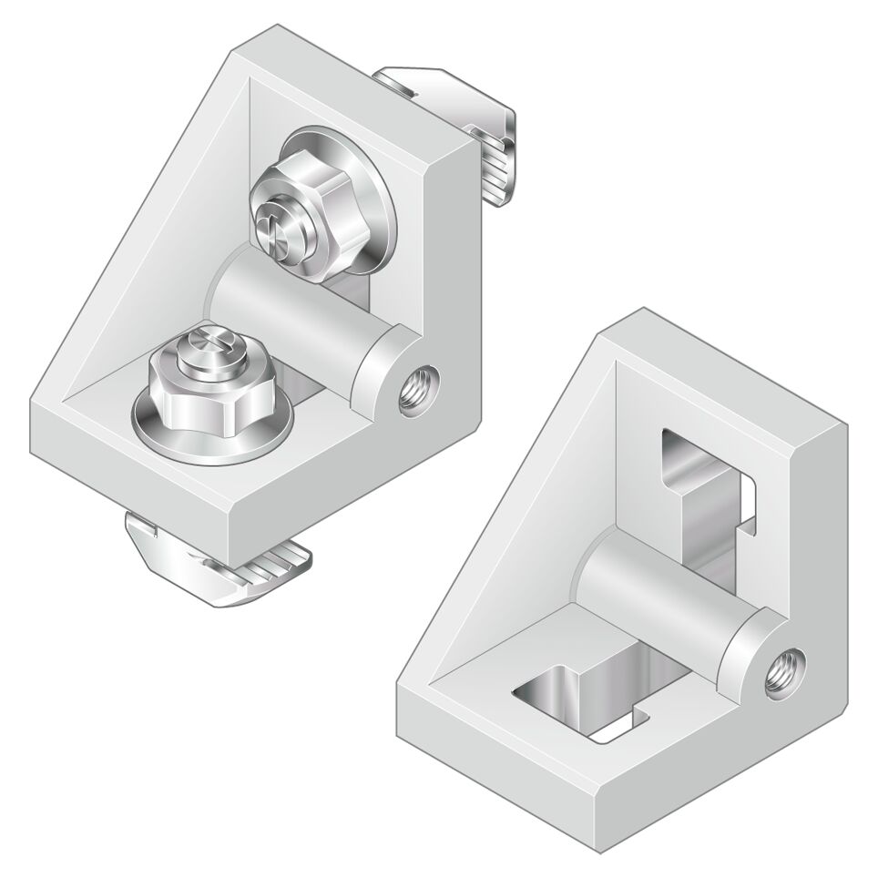 For subsequent installation in closed frame constructions, Bracket with thread for virtually gap-free mounting of surface elements, The surface element can be mounted in different positions: flush with the profile edge or in front of the profile (by break / Material Number:3842536490