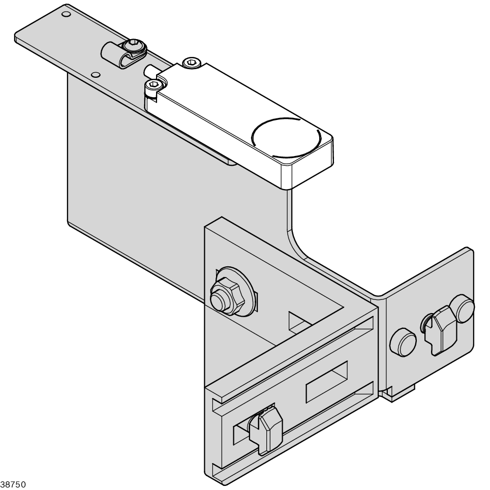 Centering lugs for pre-positioning and fast assembly, Mounting location: on the section profile, <b>Notice:</b> Identification system ID 200 in transverse conveyor on request, Fastening of the write/read head ID 200/-... in the longitudinal conveyor / Material Number:3842545539