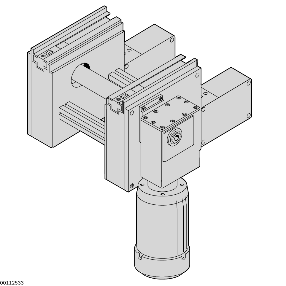 Motor connection optionally with cable/plug (AT = S) or terminal box (AT = K), The AS 4/R drive module drives the conveyor medium of a conveyor section element ST 4/R, Motor flange-mounted centrally or on the left/right side., Automatic chain tensioner fo / Material Number:8981999197