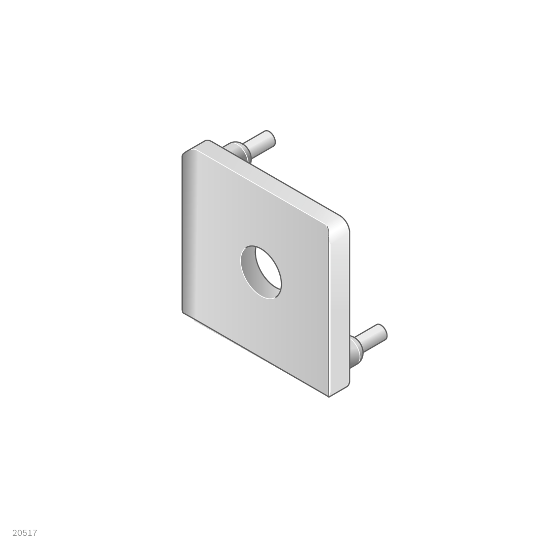 To avoid gaps and sharp edges on T-connections between two profiles using a central bolt or quick connector (note spacing of hole from the face of the profile), The slot segments can be broken out in order to fix surface elements in the slot, Important no / Material Number:3842551028