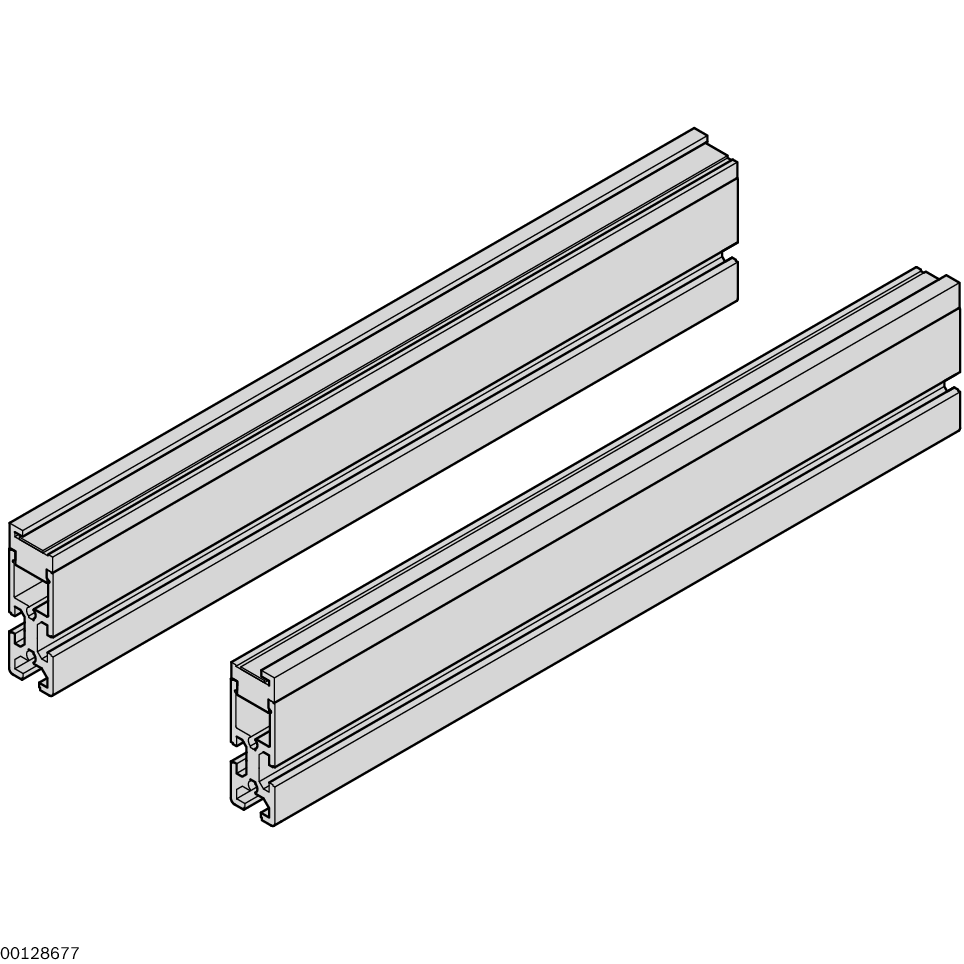 Section profile SP 1 as a supporting element, Guide profile GP 1 for guiding the belt GT 1; can be replaced easily in case of wear., Maximum length L<sub>max </sub>= 6000 mm / Material Number:3842999779