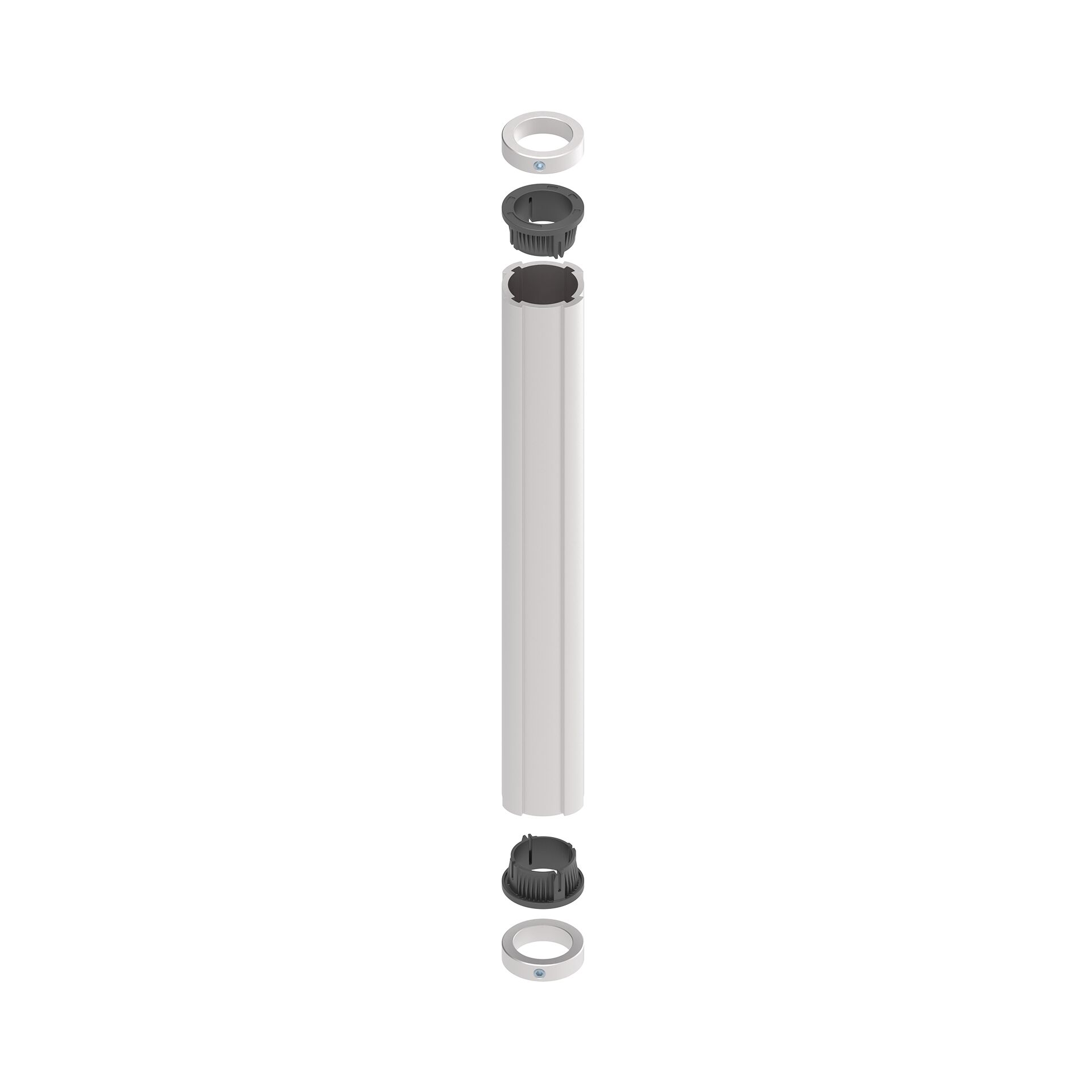 Construction of swiveling applications, Additional thread for flexible bracket adjustment, For axial shifting along the D28L or D28L, N10 round tube. The retaining ring determines the end position, For self-assembly: D28L swivel bearing with L=1000mm that / Material Number:3842557298