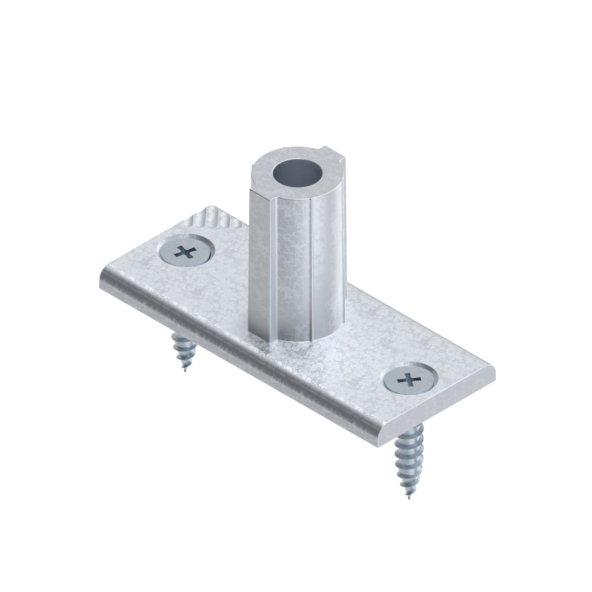 For fastening frames directly onto walls, floors, table tops and strut profiles with 10 mm slot via EcoShape round tubes, No additional connector required, Anti-torsion element by centering lug (can be broken off), Reference load during profile installati / Material Number:3842559346