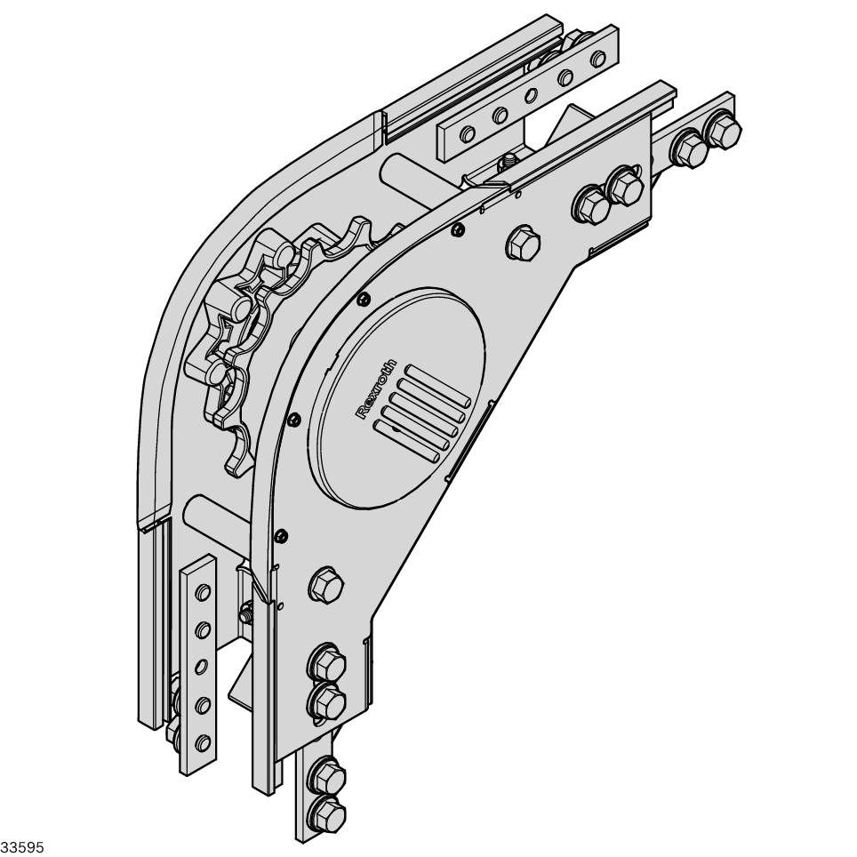 Advantage over alpine conveyor with head drive:<br> <br>- Shorter chain return, so the required tensile force of the conveyor chain is lower and therefore the possible volume of the alpine conveyor is larger<br>- No longer necessary to mount the slide rails requir / Material Number:3842552984