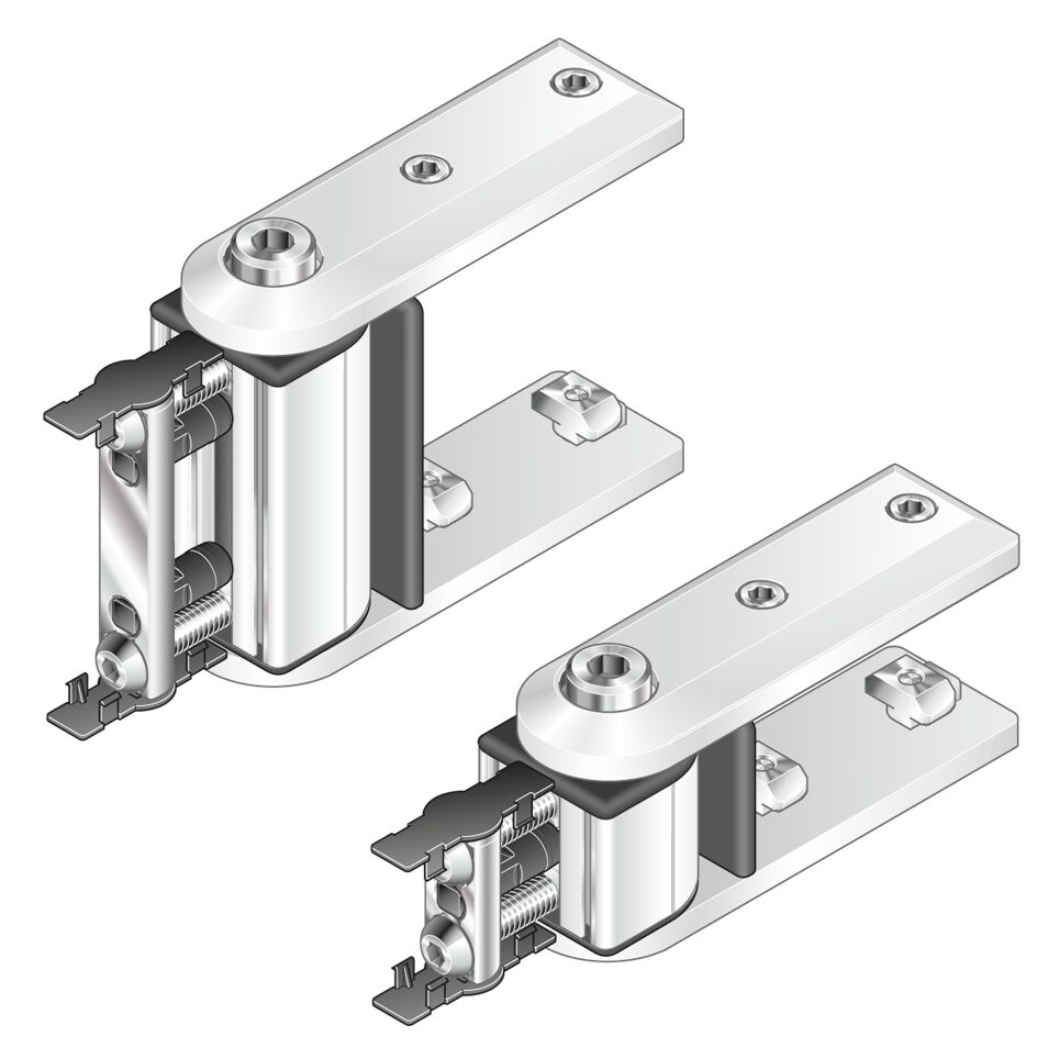Version <i>designLINE </i>with special silver paint (RAL 9006) for an especially high-quality design, Profile finishing: drilling of through-hole D17, Suitable for swiveling end connections, e.g. for the construction of supporting arms / Material Number:3842538693