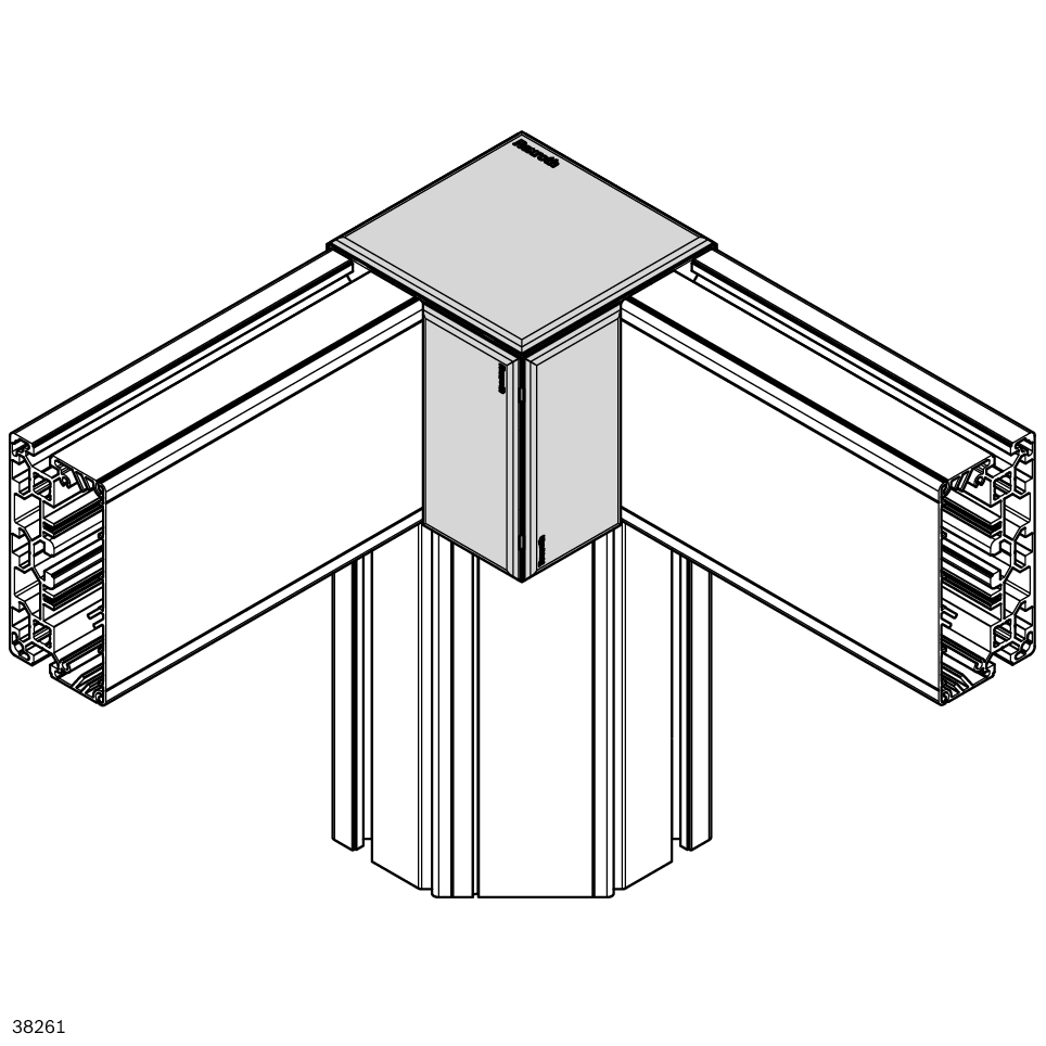 For closing the profile joints and profile butt joints in various application combinations, For profile joint 3/4 or 1/2 in conjunction with cable guide profile 60x120 or base plate 60x120 / Material Number:3842558495