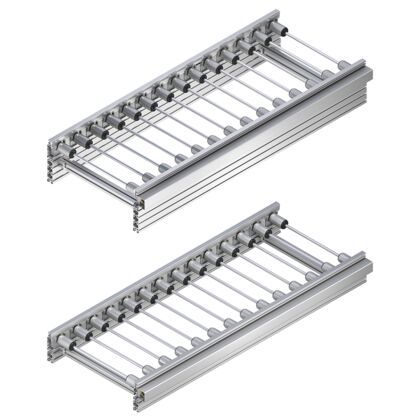Conveyor units with split rollers